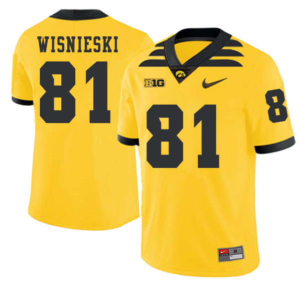 2019 Men #81 Jon Wisnieski Iowa Hawkeyes College Football Alternate Jerseys Sale-Gold - Click Image to Close